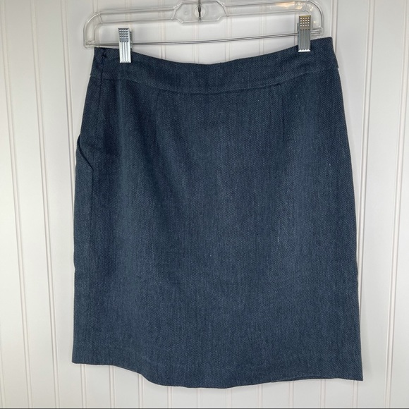Anthropologie Tabitha Linen Blend Pleated Skirt Blue 4 - Picture 3 of 5